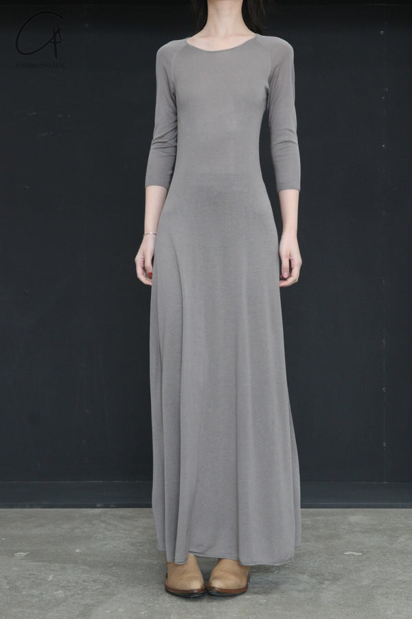 SWAYING/KNIT seamless three-quarter sleeve long skirt SW24SS2L15 gray green PS69